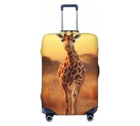 WXYBMDP Two Giraffe Running On The Barren Print Washable Luggage Cover Fashion Suitcase Protector Cover Fits 18-32 Inch Luggage, Black, Large