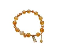 Wxyestna Natural Citrine Crystal Bracelet, 8mm Handmade Women's Jewellery | Handmade Elastic Fit, Gentle on Skin, for Daily Casual Wear