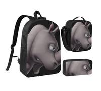 WXYOZDPDM angry rhino Print 17 inch backpack,With pencil case,lunch bag,3 piece set,Suitable for daily use