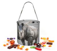 WXYOZDPDM animal rhino Print Halloween candy bucket,cute tote bag,reusable tote bucket,for party decoration