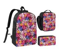 WXYOZDPDM Blooming Flowers Print 17 inch backpack,With pencil case,lunch bag,3 piece set,Suitable for daily use