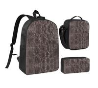 WXYOZDPDM Classic Snake Skin Print 17 inch backpack,With pencil case,lunch bag,3 piece set,Suitable for daily use