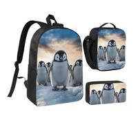 WXYOZDPDM Cute Penguin Print 17 inch backpack,With pencil case,lunch bag,3 piece set,Suitable for daily use