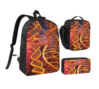 WXYOZDPDM DNA Chain Photo Print 17 inch backpack,With pencil case,lunch bag,3 piece set,Suitable for daily use
