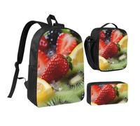 WXYOZDPDM Fresh Fruit Print 17 inch backpack,With pencil case,lunch bag,3 piece set,Suitable for daily use
