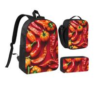 WXYOZDPDM Fruit and Vegetable Print 17 inch backpack,With pencil case,lunch bag,3 piece set,Suitable for daily use