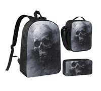 WXYOZDPDM horror ghost skull Print 17 inch backpack,With pencil case,lunch bag,3 piece set,Suitable for daily use