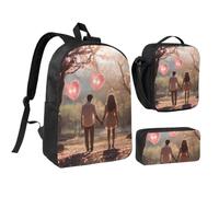 WXYOZDPDM Lovely Hearts Print 17 inch backpack,With pencil case,lunch bag,3 piece set,Suitable for daily use