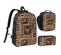 WXYOZDPDM Moose Bear Deer Print 17 inch backpack,With pencil case,lunch bag,3 piece set,Suitable for daily use