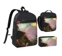 WXYOZDPDM Niagara Falls Print 17 inch backpack,With pencil case,lunch bag,3 piece set,Suitable for daily use