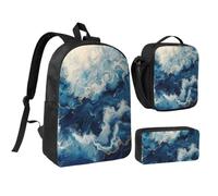 WXYOZDPDM WITHIN THE TIDES Print 17 inch backpack,With pencil case,lunch bag,3 piece set,Suitable for daily use