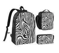 WXYOZDPDM Zebra Print Print 17 inch backpack,With pencil case,lunch bag,3 piece set,Suitable for daily use