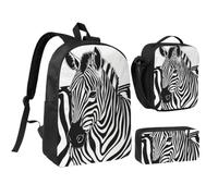 WXYOZDPDM Zebra Print Print 17 inch backpack,With pencil case,lunch bag,3 piece set,Suitable for daily use