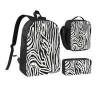WXYOZDPDM Zebra Print Print 17 inch backpack,With pencil case,lunch bag,3 piece set,Suitable for daily use