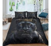WXYZABCEF Soft 3D Print Microfiber Black panther king Bed Quilt Cover All Season Bedding Set w/Pillowcase fantasy royal animal Duvet Cover Set Breathable for Teens Adults Super king（260x220cm）