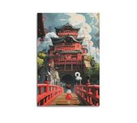 WXYZZB Exquisite Modern Family Photo Album Artwork-Canvas Wall Art Picture Print Anime Inspired Travel Poster of Japanese Pagoda with Girl on Bridge