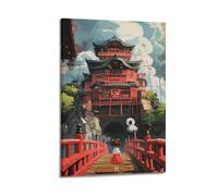 WXYZZB Exquisite Modern Family Photo Album Artwork-Canvas Wall Art Picture Print Anime Inspired Travel Poster of Japanese Pagoda with Girl on Bridge