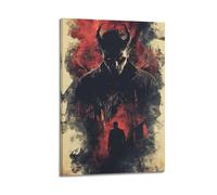 WXYZZB Exquisite Modern Family Photo Album Artwork-Canvas Wall Art Picture Print Brutalist Abstract Horror Poster with Menacing Demon Figure