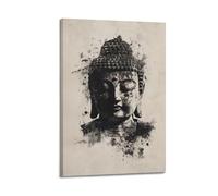WXYZZB Exquisite Modern Family Photo Album Artwork-Canvas Wall Art Picture Print Brutalist Abstract Buddhism Poster with Striking Buddha Head