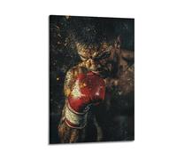 WXYZZB Exquisite Modern Family Photo Album Artwork-Canvas Wall Art Picture Print Brutalist Abstract Sport Poster of Intense Boxing Moment
