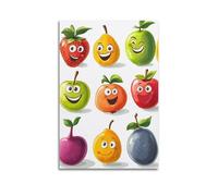 WXYZZB Exquisite Modern Family Photo Album Artwork-Canvas Wall Art Picture Print Cute Cartoon Fruit Poster with Smiling Faces for Kids