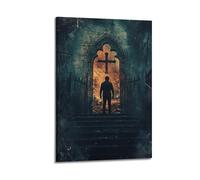 WXYZZB Exquisite Modern Family Photo Album Artwork-Canvas Wall Art Picture Print Gothic Horror Poster with Cross And Mysterious Figure