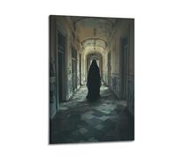 WXYZZB Exquisite Modern Family Photo Album Artwork-Canvas Wall Art Picture Print Gothic Horror Poster with Hooded Figure in Abandoned Corridor