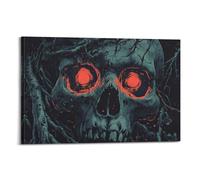 WXYZZB Exquisite Modern Family Photo Album Artwork-Canvas Wall Art Picture Print Gothic Skull Horror Poster with Glowing Red Eyes