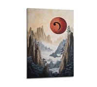 WXYZZB Exquisite Modern Family Photo Album Artwork-Canvas Wall Art Picture Print Japandi Landscape Poster with Yin - Yang Symbol And Mountain Scenery
