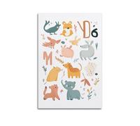 WXYZZB Exquisite Modern Family Photo Album Artwork-Canvas Wall Art Picture Print Minimalist Animal Poster for Kids with Adorable Cartoon Creatures