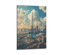 WXYZZB Exquisite Modern Family Photo Album Artwork-Canvas Wall Art Picture Print Modern Cityscape Dubai Skyline Travel Poster with Burj Khalifa