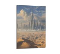 WXYZZB Exquisite Modern Family Photo Album Artwork-Canvas Wall Art Picture Print Modern Cityscape Dubai Burj Khalifa Skyline Travel Poster