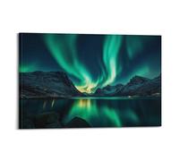 WXYZZB Exquisite Modern Family Photo Album Artwork-Canvas Wall Art Picture Print Modern Landscape Night Scene Poster with Stunning Northern Lights