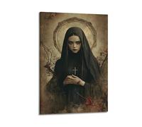 WXYZZB Minimalist Abstract Canvas Wall Art Prints Picture - Gothic Virgin Mary Horror Poster with Bloody Details Home Decor Artwork Posters 08x12inch(20x30cm)