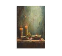 WXYZZB Minimalist Abstract Canvas Wall Art Prints Picture - Hygge Candles Still Life Poster with Burning Candles And Plants Home Decor Artwork Posters 12x18inch(30x45cm)