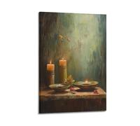 WXYZZB Minimalist Abstract Canvas Wall Art Prints Picture - Hygge Candles Still Life Poster with Burning Candles And Plants Home Decor Artwork Posters 16x24inch(40x60cm)