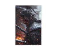 WXYZZB Minimalist Abstract Canvas Wall Art Prints Picture - Japandi Knight in Rain with Sword Poster, Dramatic Warrior Scene Home Decor Artwork Posters 24x36inch(60x90cm)