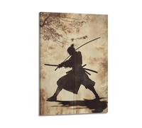 WXYZZB Minimalist Abstract Canvas Wall Art Prints Picture - Japandi Samurai Warrior Poster, Dramatic Silhouette with Swords Home Decor Artwork Posters 08x12inch(20x30cm)