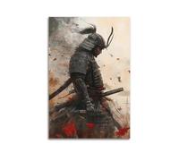 WXYZZB Minimalist Abstract Canvas Wall Art Prints Picture - Japandi Samurai Warrior Poster with Dramatic Red Leaves Home Decor Artwork Posters 20x30inch(50x75cm)