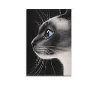 WXYZZB Minimalist Abstract Canvas Wall Art Prints Picture - Line Art Animal Poster Siamese Cat with Striking Blue Eyes Home Decor Artwork Posters 20x30inch(50x75cm)