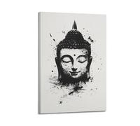 WXYZZB Minimalist Abstract Canvas Wall Art Prints Picture - Minimalist Black And White Buddha Poster for Spiritual Decor Home Decor Artwork Posters 08x12inch(20x30cm)