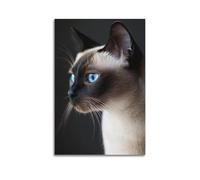 WXYZZB Minimalist Abstract Canvas Wall Art Prints Picture - Minimalist Siamese Cat Animal Poster with Striking Blue Eyes Home Decor Artwork Posters 12x18inch(30x45cm)