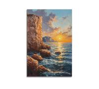 WXYZZB Minimalist Abstract Canvas Wall Art Prints Picture - Oil Painting Landscape Poster Sunset by Cliff And Sea Home Decor Artwork Posters 20x30inch(50x75cm)