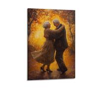 WXYZZB Minimalist Abstract Canvas Wall Art Prints Picture - Romantic Oil - Painting Poster of Elderly Couple Dancing in Autumn Home Decor Artwork Posters 16x24inch(40x60cm)