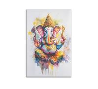 WXYZZB Minimalist Abstract Canvas Wall Art Prints Picture - Watercolor Hindu Deity Poster Colorful Elephant - Headed God Depiction Home Decor Artwork Posters 20x30inch(50x75cm)