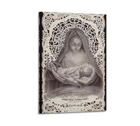 WXYZZB Modern Family Posters Canvas Wall Art Room Decor - Blessed Virgin Mary Mural Mary Holding The Sleeping Infant Jesus Pictures Prints Artwork 12x18inch(30x45cm) Frame-style