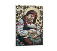 WXYZZB Modern Family Posters Canvas Wall Art Room Decor - Blessed Virgin Mary Mural Mary in Traditional Attire, Cradling The Child Pictures Prints Artwork 16x24inch(40x60cm) Frame-style