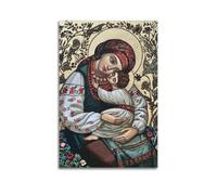 WXYZZB Modern Family Posters Canvas Wall Art Room Decor - Blessed Virgin Mary Mural Mary in Traditional Attire, Cradling The Child Pictures Prints Artwork 12x18inch(30x45cm) Unframe-style