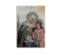 WXYZZB Modern Family Posters Canvas Wall Art Room Decor - Blessed Virgin Mary Mural St. Anna Instructing Young Mary Pictures Prints Artwork 24x36inch(60x90cm) Unframe-style