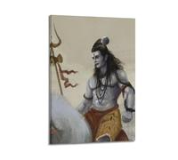 WXYZZB Poster Frame Canvas Wall Art Prints for Home Decor - Hinduism Poster Dynamic Shiva with Trident, Riding on A Bull, in A Mythical Landscape 08x12inch(20x30cm) Picture Frame Artwork